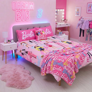 Barbie Unboxed Double Duvet Cover Set – Reversible Pink Bedding