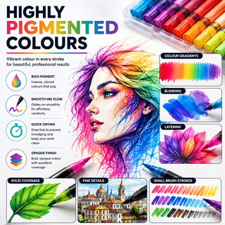 K Collection Acrylic Brush Markers Set - 72/84/120/204 Pack Options