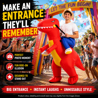 Adult Inflatable Red Dragon Ride-On Costume – One Size 160–190cm – Perfect for Festivals, Parties & Halloween