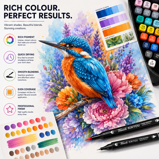 K Collection Acrylic Brush Markers Set - 72/84/120/204 Pack Options