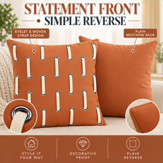 K Collection Decorative Strap Detail Cushion 45cm – Burnt Caramel
