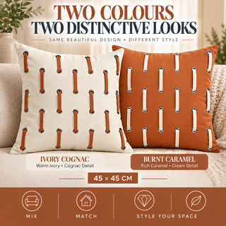 K Collection Decorative Strap Detail Cushion 45cm – Burnt Caramel