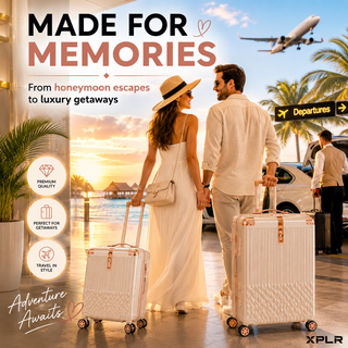 XPLR 4 Piece ABS Luggage Set with TSA Lock, 360 Degree Spinner Wheels and Rose Gold Handle