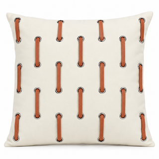 K Collection Decorative Strap Detail Cushion 45cm – Ivory Cognac