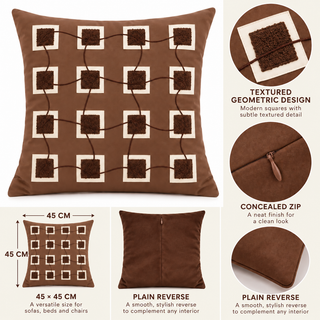 K Collection Decorative Geometric Cushion 45cm – Ivory Mocha