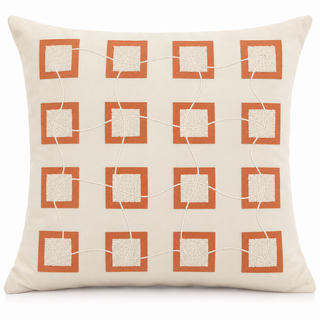 K Collection Decorative Geometric Cushion 45cm – Ivory Terracotta