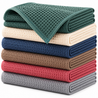 K Collection Premium Waffle Tea Towels 45 x 65cm - Highly Absorbent Quick Dry - Catering Bar Towel with Hanging Loop – Pack of 6