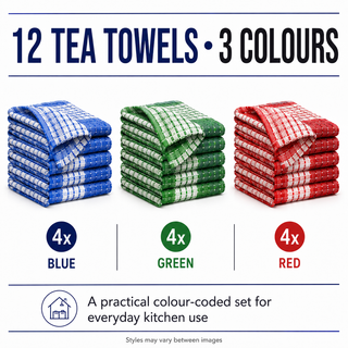 K Collection Cotton Check Wonderdry Tea Towels 50 x 70cm – Black, Grey & Assorted Colours