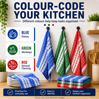 K Collection Cotton Check Wonderdry Tea Towels 50 x 70cm – Black, Grey & Assorted Colours