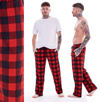 Keanu Mens 2 Pack Lounge Pants - Red/White Buffalo Check Design - Sizes S - 2XL