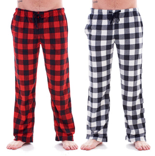 Keanu Mens 2 Pack Lounge Pants - Red/White Buffalo Check Design - Sizes S - 2XL