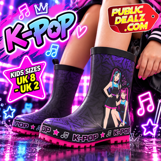 K-Pop Girls Wellies – Wellington Rain Boots – Sizes UK8 - UK2
