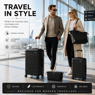 XPLR 5-Piece Black Hard Shell Luggage Set with TSA Lock & Spinner Wheels
