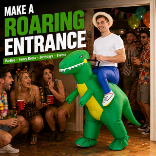 Adults Inflatable T-Rex Ride-On Costume 160–190cm – Green