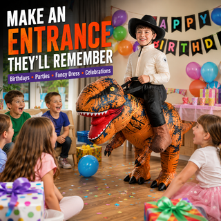 Kids Inflatable T-Rex Ride-On Costume 130–150cm – Brown