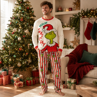 Men's Grinch Christmas Pyjamas - Feelin’ Grinchy Festive Design - Sizes S-3XL