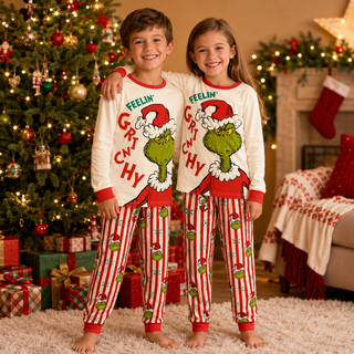Kids Grinch Christmas Pyjamas - Feelin’ Grinchy Festive Design - Ages 2-3 to 15-16 Years