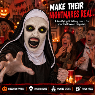 Scary Nun Horror Mask – Halloween Fancy Dress Costume
