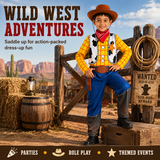 Kids Cowboy Costume –Sheriff Fancy Dress with Hat & Bandana – Sizes 3-4 to 7-8
