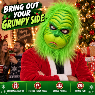 Grinch Latex Mask – Grumpy Christmas Fancy Dress Costume