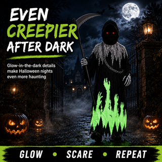 Kids Glow in the Dark Grim Reaper Halloween Costume - Hooded - 3-12 Yrs