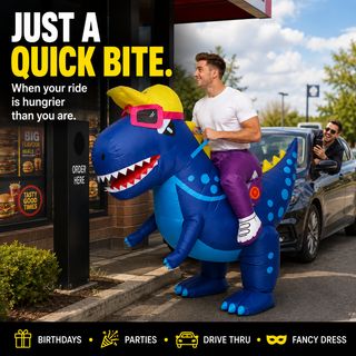 Adults Inflatable Dinosaur Ride-On Costume 160–190cm – Blue