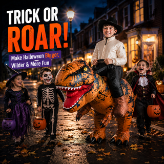Kids Inflatable T-Rex Ride-On Costume 130–150cm – Brown