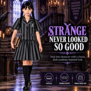 Girls Gothic Schoolgirl Halloween Costume Fancy Dress – Sizes 5-6 to 9-10