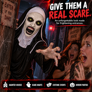 Scary Nun Horror Mask – Halloween Fancy Dress Costume