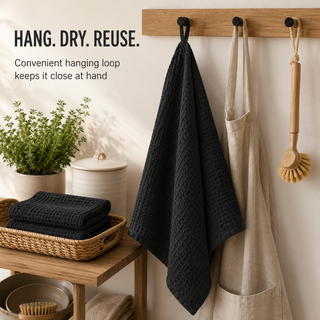 K Collection Premium Waffle Tea Towels 45 x 65cm - Highly Absorbent Quick Dry - Catering Bar Towel with Hanging Loop – Pack of 6