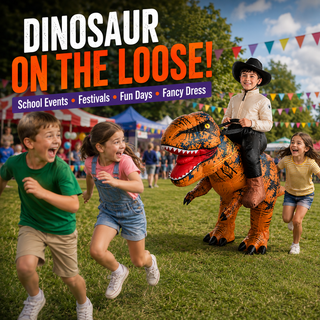 Kids Inflatable T-Rex Ride-On Costume 130–150cm – Brown