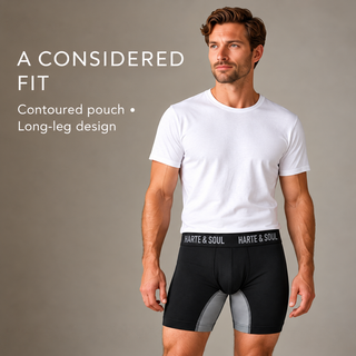 Harte & Soul Men’s Bamboo 5 Pack Anti-Chafe Boxers - Black
