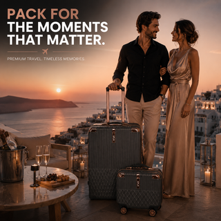 XPLR 4 Piece ABS Luggage Set with TSA Lock, 360 Degree Spinner Wheels and Rose Gold Handle