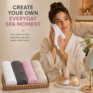 K Collection 12 Pack 100% Cotton Face Towels – 30 x 30cm