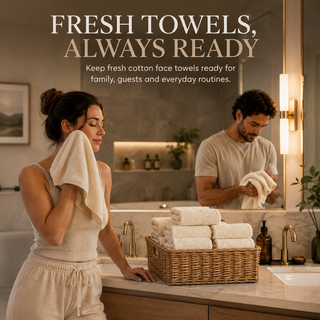 K Collection 12 Pack 100% Cotton Face Towels – 30 x 30cm