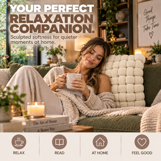 K Collection 4 Pack Knotted Cushions – 30 × 30cm Soft Woven Decorative Cushions
