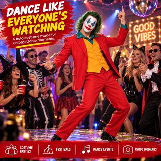 Mens Dancing Clown Costume 3 Piece Fancy Dress Outfit - Sizes L-XL