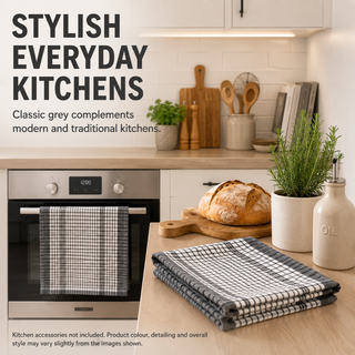 K Collection Cotton Check Wonderdry Tea Towels 50 x 70cm – Black, Grey & Assorted Colours