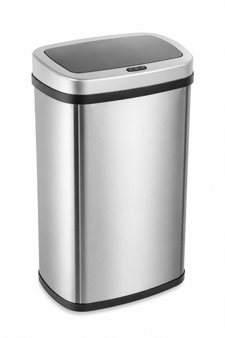 K Collection 50L Sensor Bin for Kitchen – Large Automatic Motion Sensor Waste Bin – Soft-Close, Fingerprint-Resistant Steel – USB-C or Battery Powered – Silver
