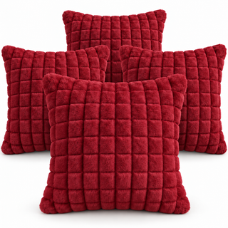 K Collection Plush Check Cushion 45cm – Filled, Pack of 1 or 4
