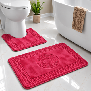 K Collection Greek Key 2-Piece Bath & Pedestal Mat Set