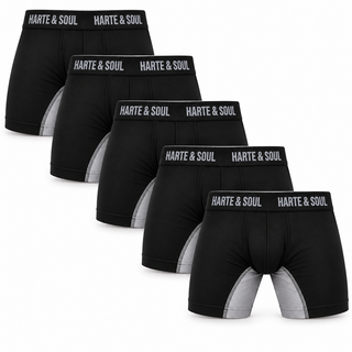 Harte & Soul Men’s Bamboo 5 Pack Anti-Chafe Boxers - Black