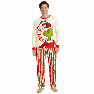 Men's Grinch Christmas Pyjamas - Feelin’ Grinchy Festive Design - Sizes S-3XL