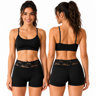 Harte & Soul Women's Lace Waist Cotton Boxers 5 Pack - Black