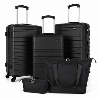 XPLR 5-Piece Black Hard Shell Luggage Set with TSA Lock & Spinner Wheels