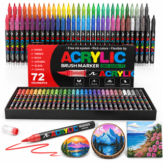K Collection Acrylic Brush Markers Set - 72/84/120/204 Pack Options