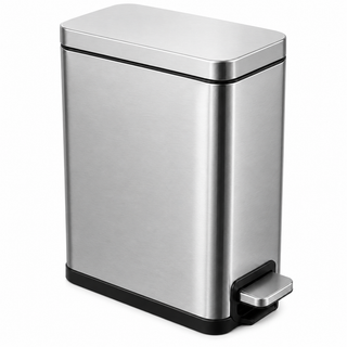 K Collection 5L Rectangular Soft Close Pedal Bin - With Removable Inner Bucket -  Ideal for Bathroom, Bedroom & Office