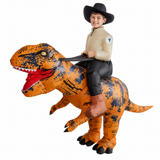 Kids Inflatable T-Rex Ride-On Costume 130–150cm – Brown