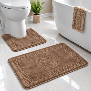 K Collection Greek Key 2-Piece Bath & Pedestal Mat Set