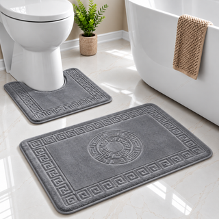 K Collection Greek Key 2-Piece Bath & Pedestal Mat Set